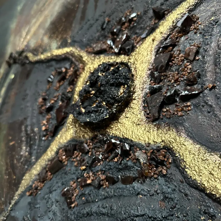 Obsidian, detail of a painting